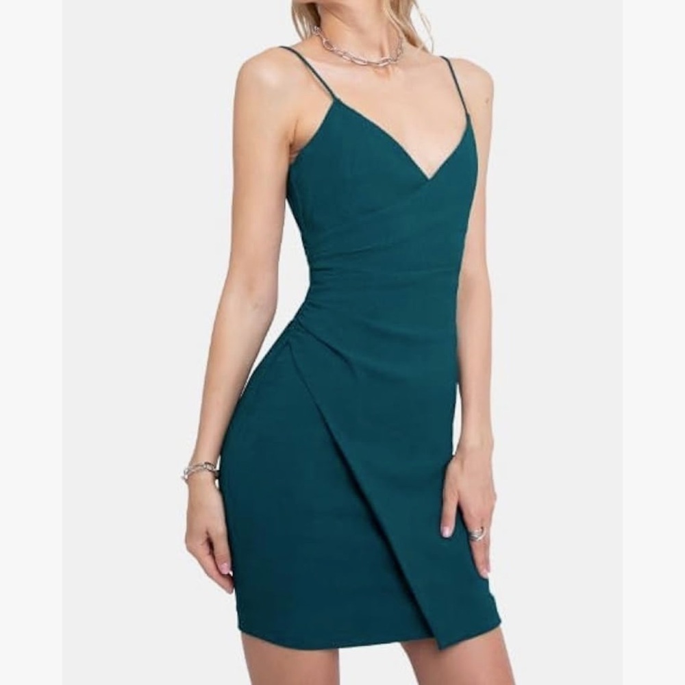 Black Halo Sz 0 Dress Esthero V-neck Spaghetti Strap Cobalt Blue Cocktail New B